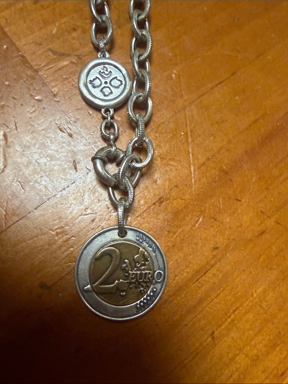 Patricia Nash Two-Tone Silver and Gold Coin Pendant Necklace - Picture 2 of 5
